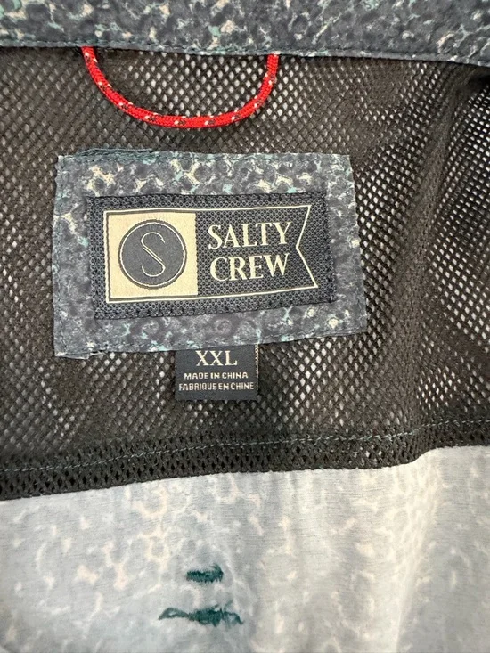 Salty Crew Short Sleeve Button-Down in Blue Green Print - Picture 2 of 5